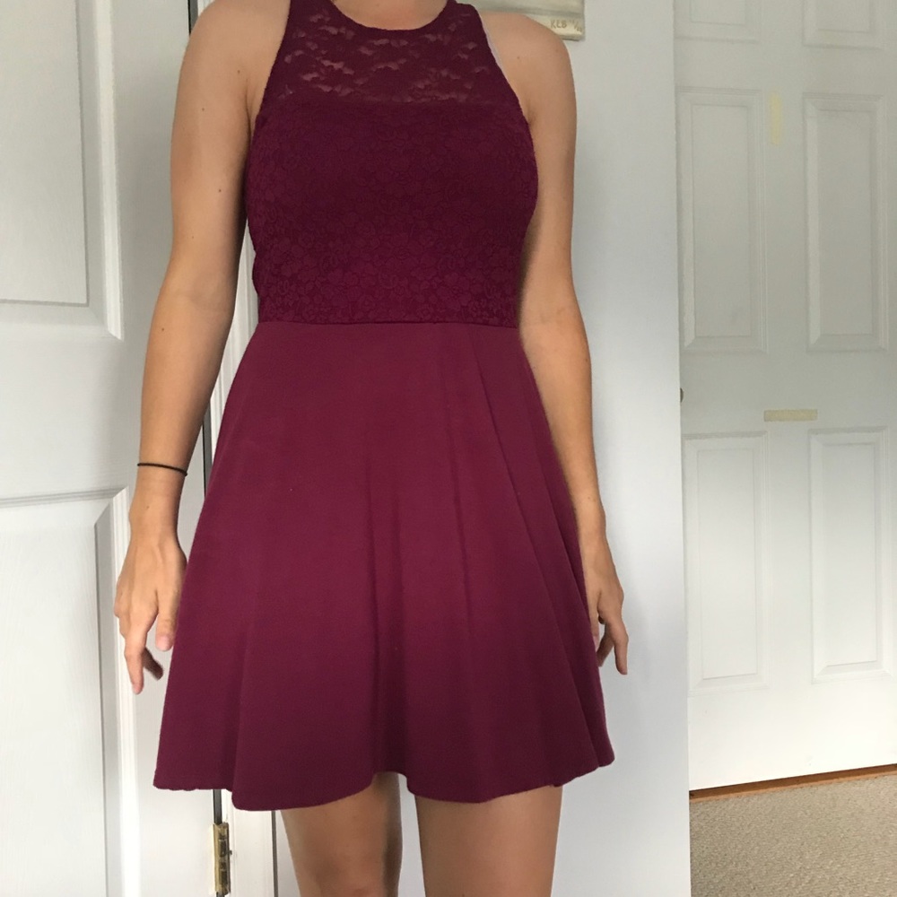 Lace burgundy dress